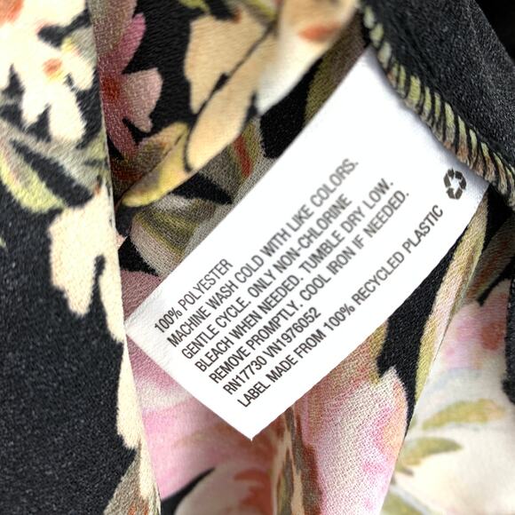 Xhilaration Women's Size Medium Ruffle Faux Wrap Dress Black Pink Floral NWT - Picture 7 of 7